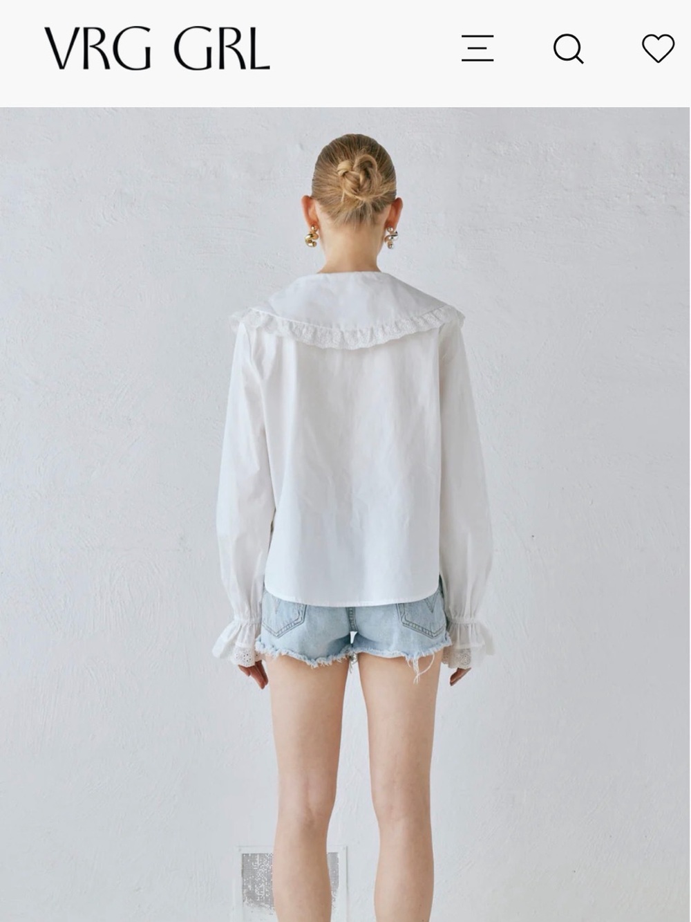 VRG GRL White Eyelet Collar Button-Up Blouse | MAE BLOUSE WHITE - Picture 4 of 5